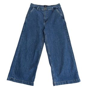 J. Crew Jeans Highest Rise Wide Leg Crop Medium Wash Denim L5516 Womens Size 29